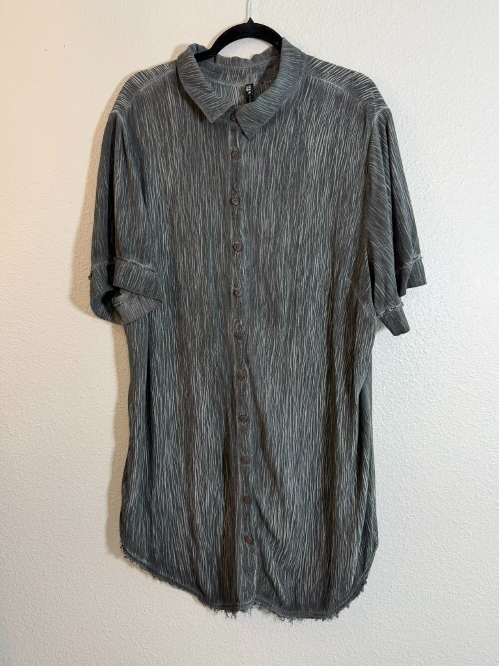 Torrid Sleep Gray Textured Button-Down Shirt, Size 2 XXL